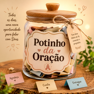 Capa do Potinho de Oração Kids, material digital com cartõezinhos de oração para crianças